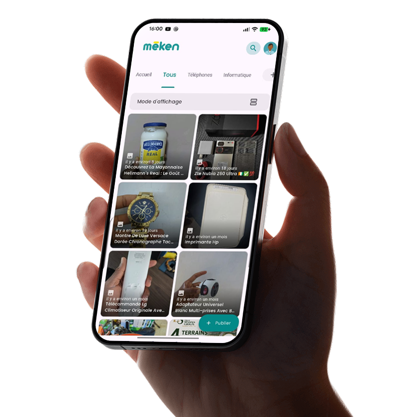 Aperçu de l'application mobile Meken d'annonces et deals